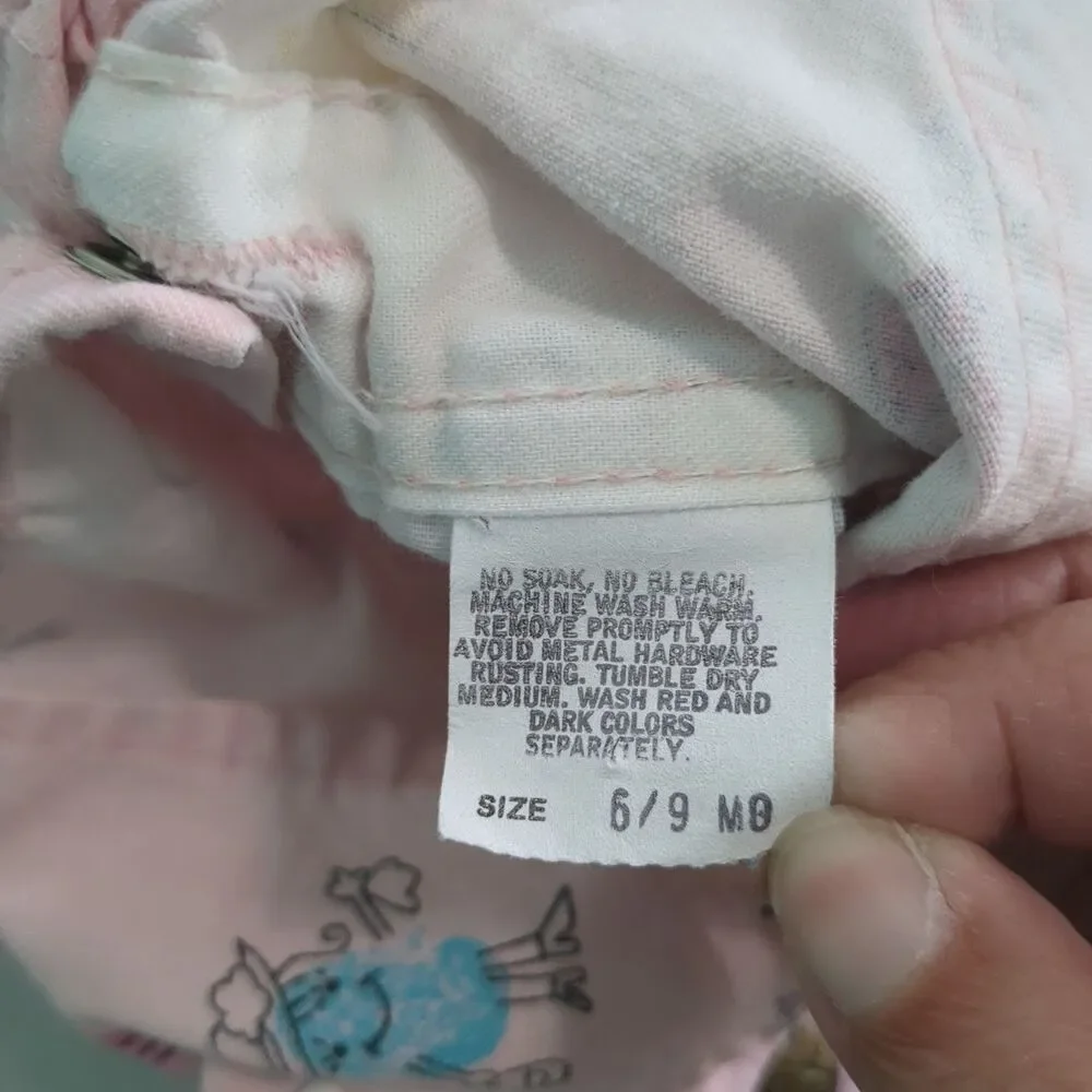 Vintage OshKosh B'Gosh overalls 6-9 Months Baby Buggy Ballons Finger Print peopl